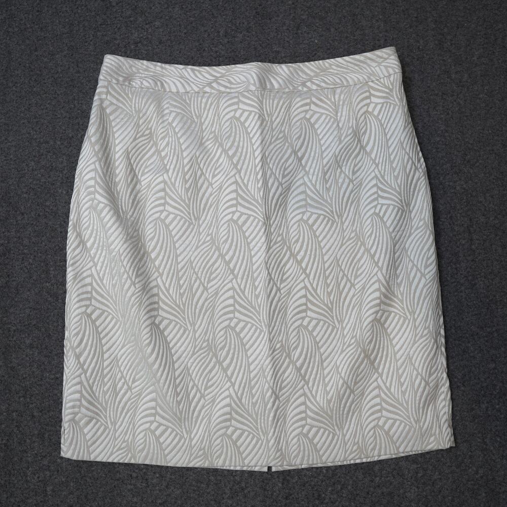 Calvin Klein Jacquard Tapestry Pencil Skirt Cream & White Corpcore No Tag Sz 18W - Picture 2 of 14